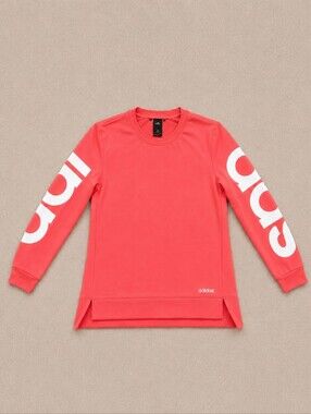 Adidas Climalite Pink Logo Sleeve Sweatshirt Womens Large Athletic Pullover